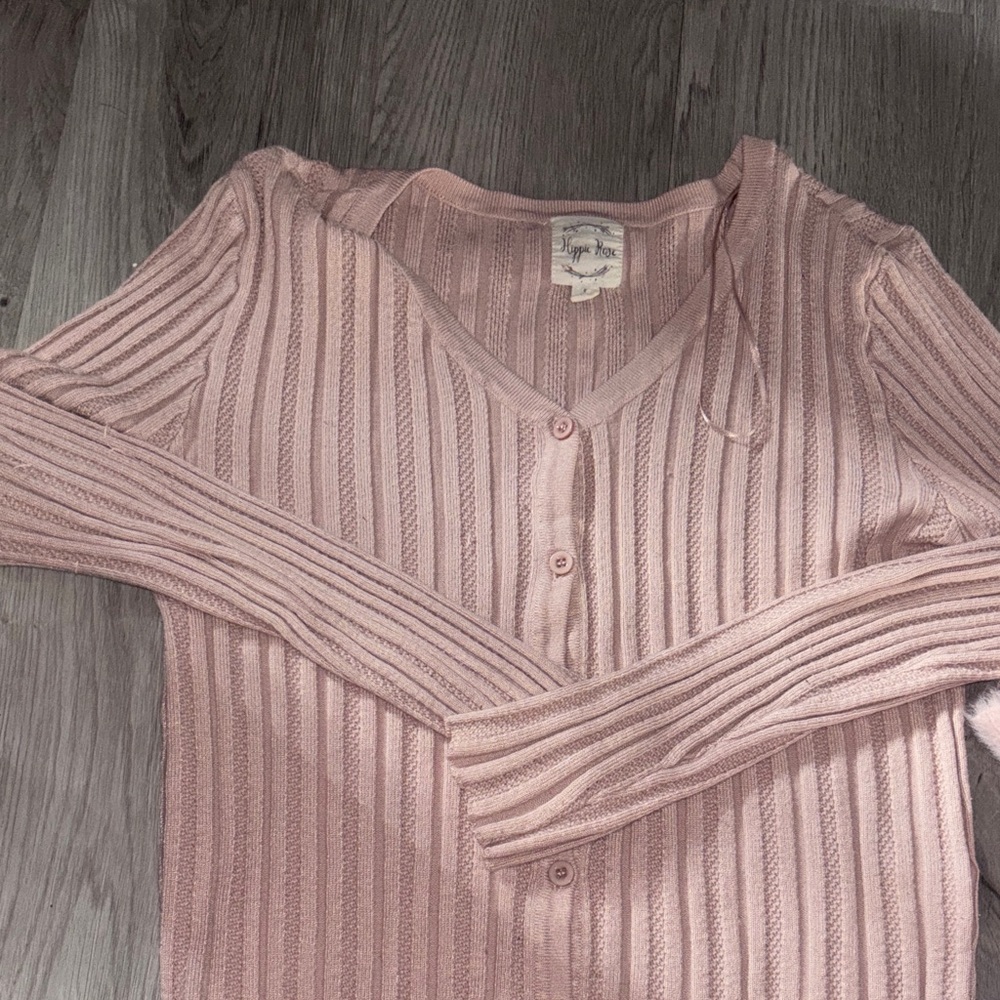 Baby Pink Hippie Rose Cardigan